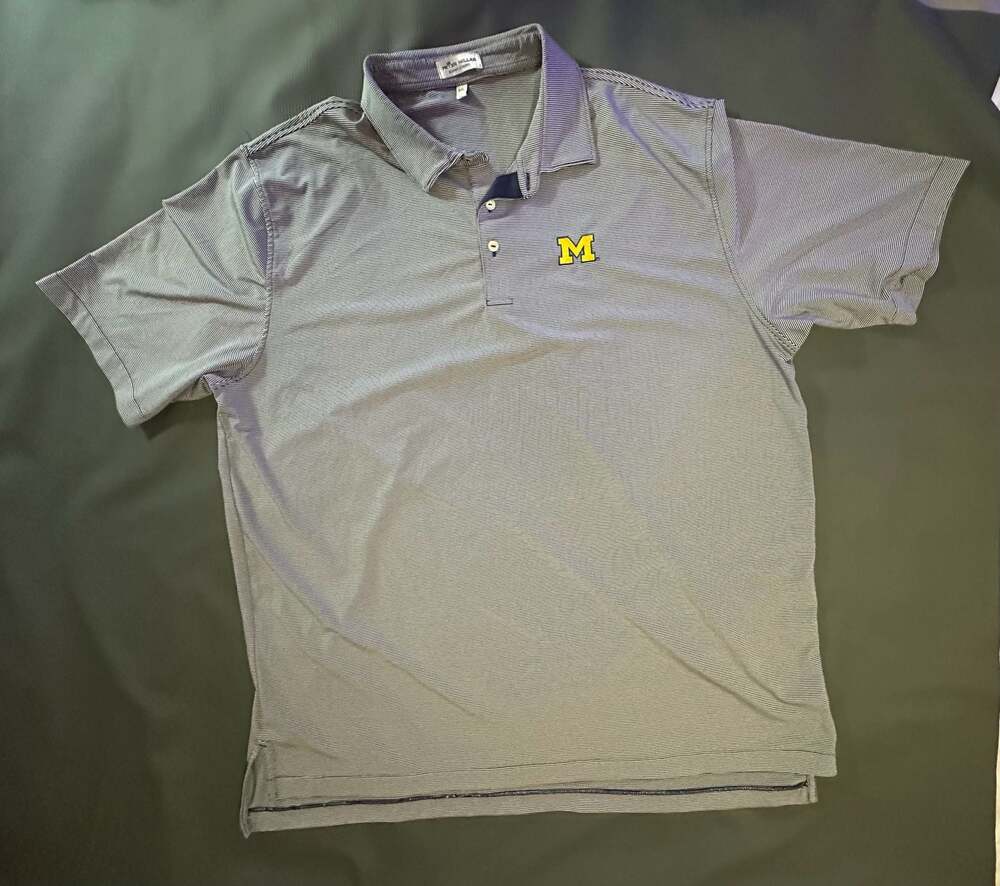 Men's Peter Millar Gray Michigan Wolverines Polo